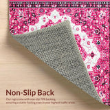Ultra Soft Area Rug, Non Slip, Stain Resistant, Washable Area Rugs for Living Room, Bedroom, Pink Boho Vintage Playroom Carpet with Non-Slip Design(Pink)