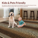 Ultra Soft Area Rug, Non Slip, Stain Resistant, Washable Area Rugs for Living Room, Bedroom, Eclectic Multicolor Animal Print(Brown)