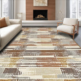 Ultra Soft Area Rug, Non Slip, Stain Resistant, Washable Area Rugs for Living Room, Bedroom, Elegant Scalloped Earth Tone Pattern(Brown)
