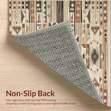 Ultra Soft Area Rug, Non Slip, Stain Resistant, Washable Area Rugs for Living Room, Bedroom, Textured Geometric Earth Tone(Brown)