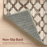 Ultra Soft Area Rug, Non Slip, Stain Resistant, Washable Area Rugs for Living Room, Bedroom, Minimalist Gray Tiled Design(Beige)