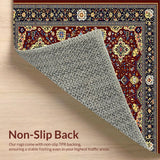 Ultra Soft Area Rug, Non Slip, Stain Resistant, Washable Area Rugs for Living Room, Bedroom, Eclectic Boho Medallion Artistic Decorative Tapestry(Red)