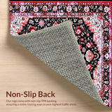 Ultra Soft Area Rug, Non Slip, Stain Resistant, Washable Area Rugs for Living Room, Bedroom, Rustic Low Pile Geometric Motif(Black)