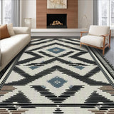 Ultra Soft Area Rug, Non Slip, Stain Resistant, Washable Area Rugs for Living Room, Bedroom, Modern Trellis Farmhouse Entryway Non-Shedding Carpet(Black)