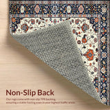 Ultra Soft Area Rug, Non Slip, Stain Resistant, Washable Area Rugs for Living Room, Bedroom, Rustic Floral Medallion Aesthetic(White)