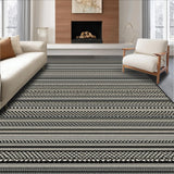 Ultra Soft Area Rug, Non Slip, Stain Resistant, Washable Area Rugs for Living Room, Bedroom, Trendy Minimalist Tribal Design Element(Black)