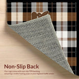 Ultra Soft Area Rug, Non Slip, Stain Resistant, Washable Area Rugs for Living Room, Bedroom, Vibrant Plaid and Animal Fusion(Brown)