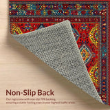 Ultra Soft Area Rug, Non Slip, Stain Resistant, Washable Area Rugs for Living Room, Bedroom, Elegant Multi-Tonal Woven Design(Red)