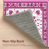 Ultra Soft Area Rug, Non Slip, Stain Resistant, Washable Area Rugs for Living Room, Bedroom, Charming Scalloped Pastel Motif(White)