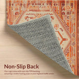 Ultra Soft Area Rug, Non Slip, Stain Resistant, Washable Area Rugs for Living Room, Bedroom, Artful Tiled Rustic Visuals(Orange)