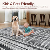 Ultra Soft Area Rug, Non Slip, Stain Resistant, Washable Area Rugs for Living Room, Bedroom, Versatile RV Deck Beach Picnic Straw Carpet(Black)
