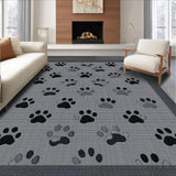 Ultra Soft Area Rug, Non Slip, Stain Resistant, Washable Area Rugs for Living Room, Bedroom, Sleek Modern Paw Design Element(Gray)