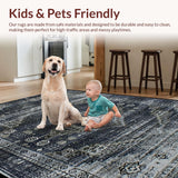 Ultra Soft Area Rug, Non Slip, Stain Resistant, Washable Area Rugs for Living Room, Bedroom, Chic Faded Diamond Arrangement(Gray)