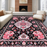 Whimsical Patterned Floral Scene(Black)