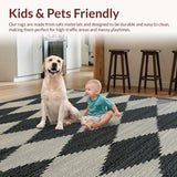 Ultra Soft Area Rug, Non Slip, Stain Resistant, Washable Area Rugs for Living Room, Bedroom, Sleek Minimalist Tiled Motif(Gray)