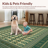 Ultra Soft Area Rug, Non Slip, Stain Resistant, Washable Area Rugs for Living Room, Bedroom, Boho Geometric Area for Foyer(Green)