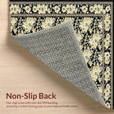 Ultra Soft Area Rug, Non Slip, Stain Resistant, Washable Area Rugs for Living Room, Bedroom, Stylish Black Area Showcasing Artistic Floral Motifs in Beige(Black)