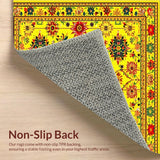 Ultra Soft Area Rug, Non Slip, Stain Resistant, Washable Area Rugs for Living Room, Bedroom, Joyful Multi-Hued Floral Pattern(Yellow)