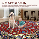 Ultra Soft Area Rug, Non Slip, Stain Resistant, Washable Area Rugs for Living Room, Bedroom, Vibrant Paisley Floral Motif(Red)