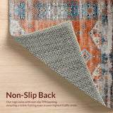 Ultra Soft Area Rug, Non Slip, Stain Resistant, Washable Area Rugs for Living Room, Bedroom, Stylish Modern Ethnic Patterns(Orange)