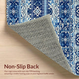 Ultra Soft Area Rug, Non Slip, Stain Resistant, Washable Area Rugs for Living Room, Bedroom, Elegant Blue and White Balcony Carpet(Blue)