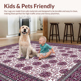 Ultra Soft Area Rug, Non Slip, Stain Resistant, Washable Area Rugs for Living Room, Bedroom, Contemporary Ogee Pattern Fusion(Purple)