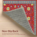 Ultra Soft Area Rug, Non Slip, Stain Resistant, Washable Area Rugs for Living Room, Bedroom, Elegant Rustic Tiled Elements(Red)