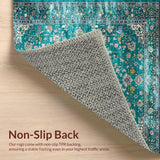 Ultra Soft Area Rug, Non Slip, Stain Resistant, Washable Area Rugs for Living Room, Bedroom, Elegant Distressed Floral Composition(Blue)
