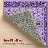 Ultra Soft Area Rug, Non Slip, Stain Resistant, Washable Area Rugs for Living Room, Bedroom, Serene Lavender Leaf Pattern(Purple)