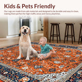 Ultra Soft Area Rug, Non Slip, Stain Resistant, Washable Area Rugs for Living Room, Bedroom, Modern Abstract Floral Fusion(Orange)