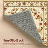 Ultra Soft Area Rug, Non Slip, Stain Resistant, Washable Area Rugs for Living Room, Bedroom, Neutral Floral Large Yoga Space Non-Slip Carpet(Beige)