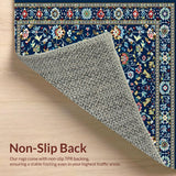 Ultra Soft Area Rug, Non Slip, Stain Resistant, Washable Area Rugs for Living Room, Bedroom, Elegant Geometric Floral Aesthetic(Blue)