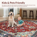 Ultra Soft Area Rug, Non Slip, Stain Resistant, Washable Area Rugs for Living Room, Bedroom, Rustic Vibrant Floral Arrangement(Red)