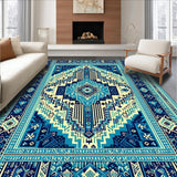 Ultra Soft Area Rug, Non Slip, Stain Resistant, Washable Area Rugs for Living Room, Bedroom, Boho Tribal Distressed Living Room Carpet(Blue)