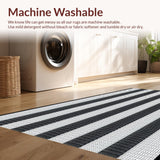 Ultra Soft Area Rug, Non Slip, Stain Resistant, Washable Area Rugs for Living Room, Bedroom, Rustic Tiled Design with Neutral Palette(Black)