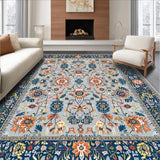 Ultra Soft Area Rug, Non Slip, Stain Resistant, Washable Area Rugs for Living Room, Bedroom, Chic Rustic Blooms on Grey Canvas(Gray)