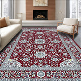 Ultra Soft Area Rug, Non Slip, Stain Resistant, Washable Area Rugs for Living Room, Bedroom, Cozy Lattice Floral Accents(Red)