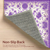 Ultra Soft Area Rug, Non Slip, Stain Resistant, Washable Area Rugs for Living Room, Bedroom, Fresh Purple Blossom Artistry(Ivory)