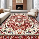 Ultra Soft Area Rug, Non Slip, Stain Resistant, Washable Area Rugs for Living Room, Bedroom, Chic Minimalist Dotted Pattern(Red)