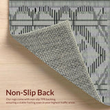 Ultra Soft Area Rug, Non Slip, Stain Resistant, Washable Area Rugs for Living Room, Bedroom, Rustic Abstract Linear Composition(Gray)