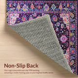 Ultra Soft Area Rug, Non Slip, Stain Resistant, Washable Area Rugs for Living Room, Bedroom, Rustic Boho Tiled Pattern(Purple)