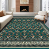 Intricate Geometric Design Area with Teal and Copper Accents(Blue)
