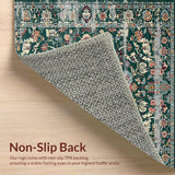 Ultra Soft Area Rug, Non Slip, Stain Resistant, Washable Area Rugs for Living Room, Bedroom, Rustic Oriental Green Tiled Motif(Green)