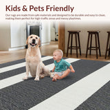 Ultra Soft Area Rug, Non Slip, Stain Resistant, Washable Area Rugs for Living Room, Bedroom, Vibrant Patterned Coastal Design(Gray)