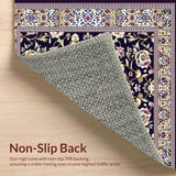 Ultra Soft Area Rug, Non Slip, Stain Resistant, Washable Area Rugs for Living Room, Bedroom, Vibrant Floral Accents on Beige(Purple)