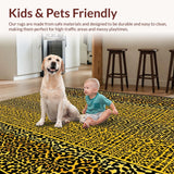 Ultra Soft Area Rug, Non Slip, Stain Resistant, Washable Area Rugs for Living Room, Bedroom, Contemporary Zebra Pattern Fusion(Gold)