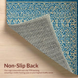 Ultra Soft Area Rug, Non Slip, Stain Resistant, Washable Area Rugs for Living Room, Bedroom, Rustic Beige Diamond Arrangement(Blue)
