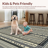 Ultra Soft Area Rug, Non Slip, Stain Resistant, Washable Area Rugs for Living Room, Bedroom, Unique Modern Medallion Design(Beige)