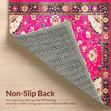 Ultra Soft Area Rug, Non Slip, Stain Resistant, Washable Area Rugs for Living Room, Bedroom, Exuberant Multi-Hued Artful Pattern(Pink)