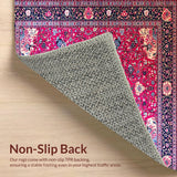 Ultra Soft Area Rug, Non Slip, Stain Resistant, Washable Area Rugs for Living Room, Bedroom, Rustic Hot Pink Trellis Charm(Red)